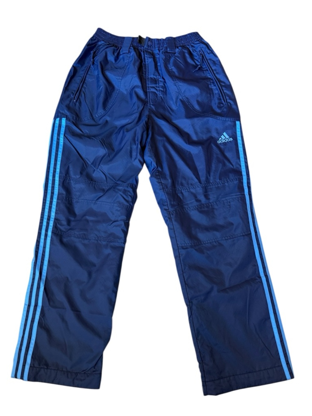 Adidas Navy Blue Track Pants Mens Medium Mesh Lined Zip Pockets Soccer Y2K Sport